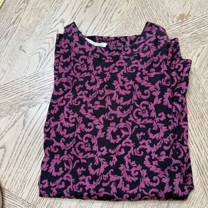 VTG Talbots Women's Size 16 Pink Floral Blouse Top Long Sleeve Elegant Vintage